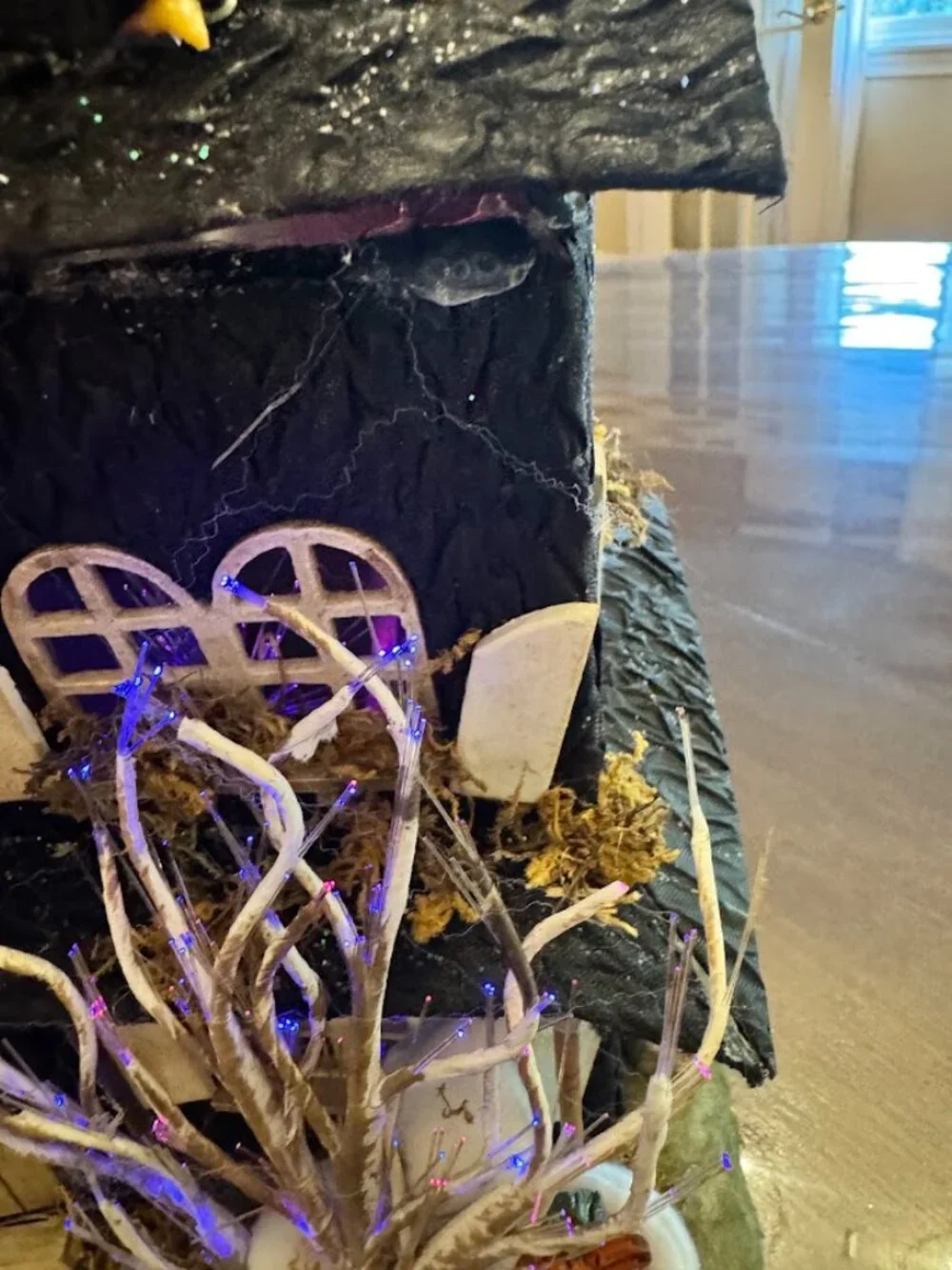 Fiber Optic Lighted Halloween Cardboard Haunted House